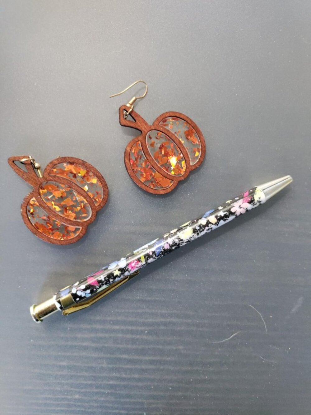Halloween Pumpkin Wooden Dangle Earrings